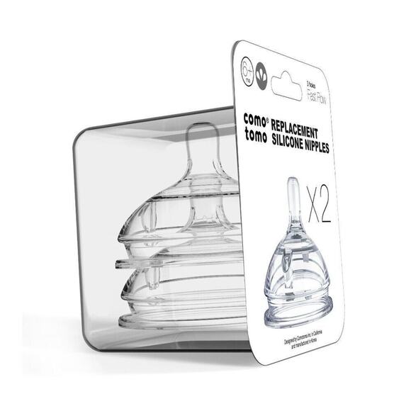 NEW Comotomo Replacement Silicone Nipples 3 Hole Fast Flow 6+ months Infants! - Picture 2 of 2